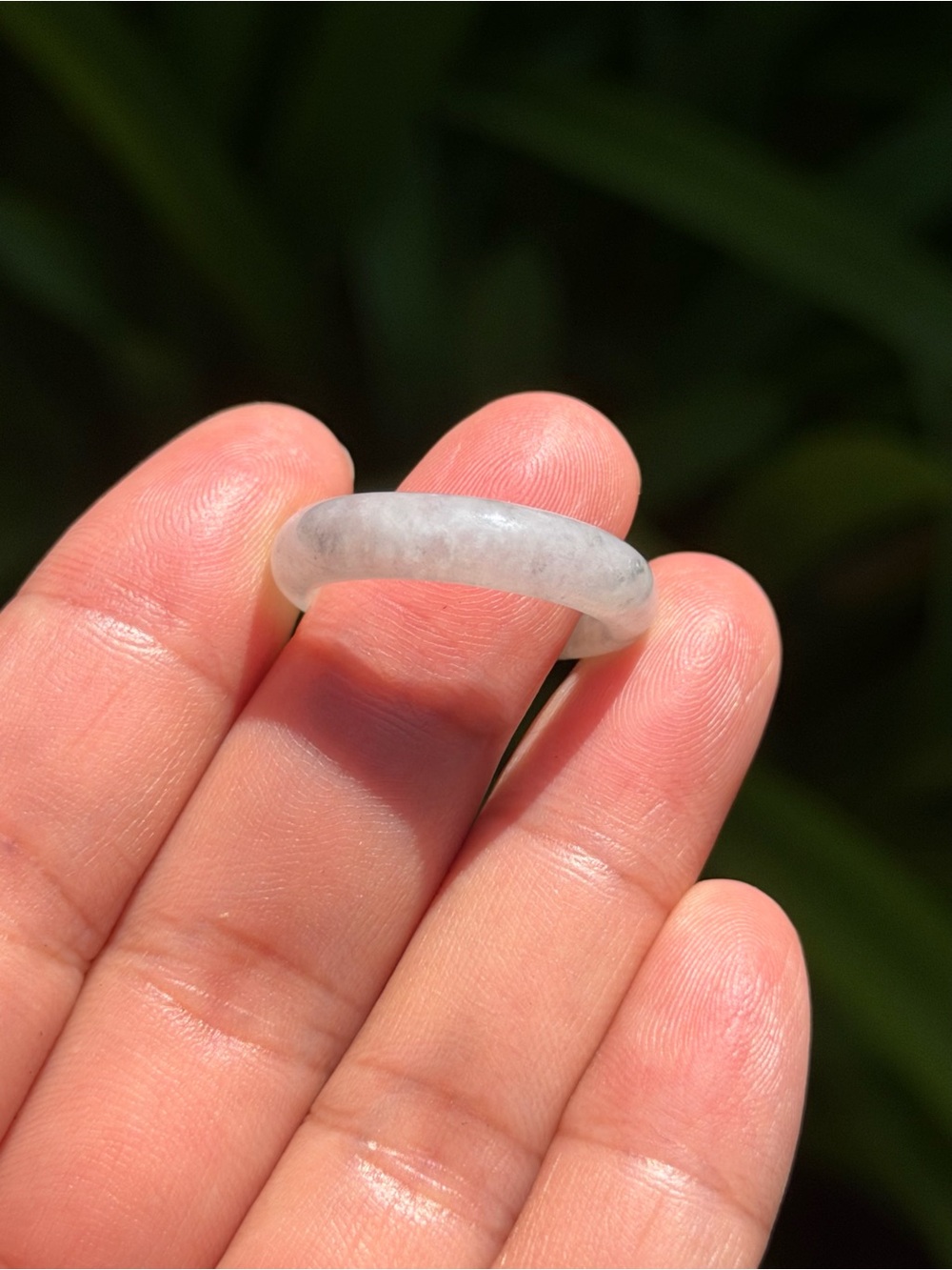 SIZE 9 Natural Gray White Jade Ring 2559 - Picture 3 of 7